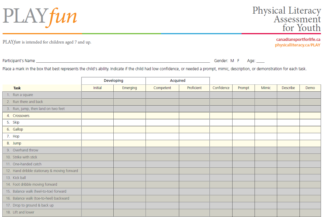 PLAYfun tasks 4-8 highlighted